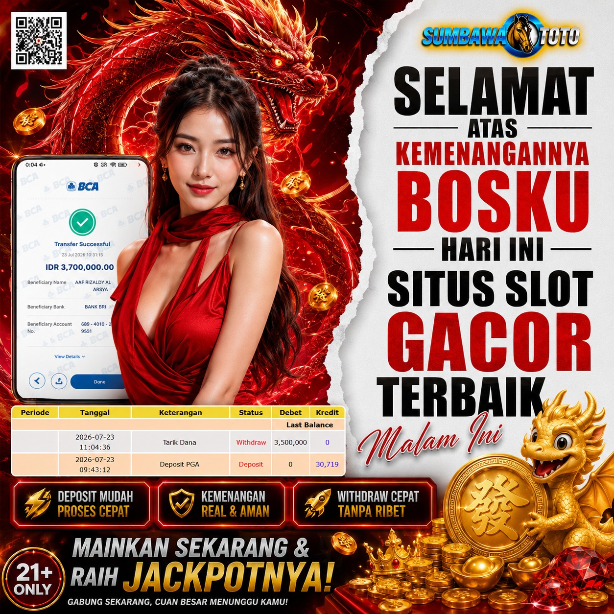 SELAMAT ATAS KEMENANGAN NYA BOSKU